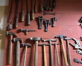 Wall display of antique tools sold together
