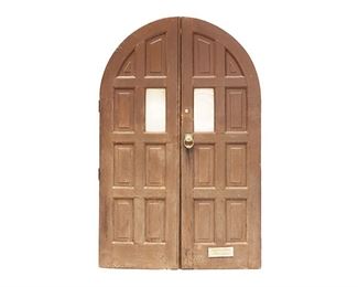 Pair of Architectural Doors with Leaded Glass Accents