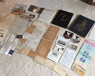 Collection of papers, photos, other memorabilia, from a WWII Navy Seabee.