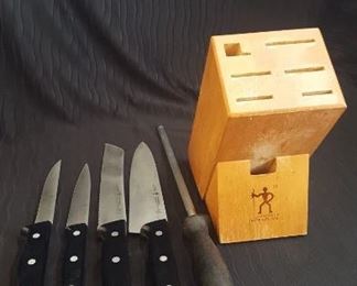 J.A. Henckels Knives with Wood Block Stand