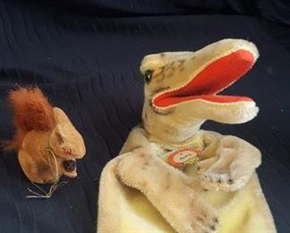 Steiff Vintage Gaty Alligator and Wagner Kunstlerschutz Flocked Squirrel