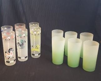 Vintage Carousel Animal Glasses and Frosted Ombre Glasses