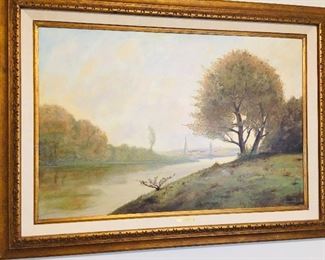 Original large oil on canvas landscape by Douglas Chandor, English artist 1897-1953