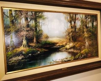 large original oil on canvas landscape by Eberhard Althoff 48" by 22"