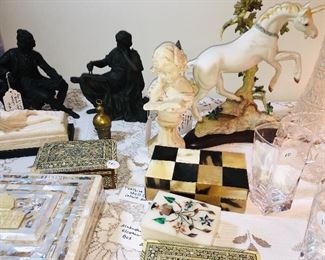 Boehm Unicorn and a lovely collection boxes
