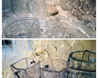 MCM French Sevres of ice buckets and gorgeous old cut crystal