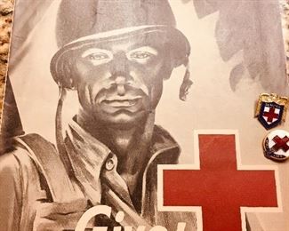 Collection of WW 1 and WW 2 Red Cross memorabilia including, letters, books and pins. 