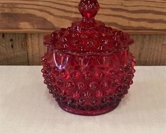 Fenton Red Hobnail Candy 