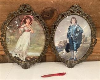 Vintage Blue Boy and Pinkie Framed Pictures