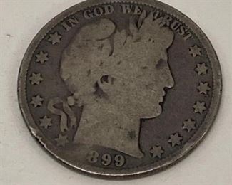 1899 Silver Barber Half Dollar 