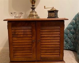 Ethan Allen Solid Maple Record Cabinet/End Table. 