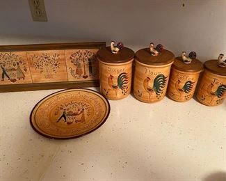 RARE FIND!!  Pennsbury Pottery Cannister, plate and picture set.  Excellent condition,