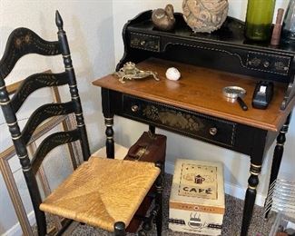 Ethan Allen Ebony Hitchcock Desk and Chair