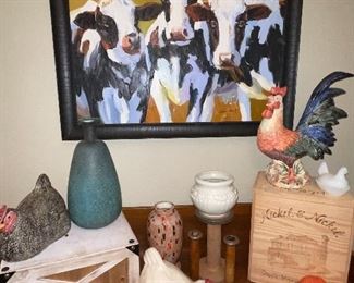 Wood Boxes, Spools and Roosters and Hens