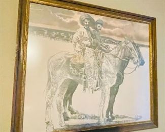 R. M Peak Signed Western Drawing