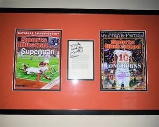 Longhorns Framed Memorabilia With Autographed Mack Brown