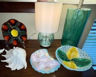 Majolica Bowl and Oyster Plate