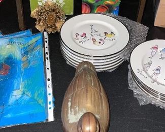 Richard Hubbard Art, Brass Duck, Rosanna 12 Days of Christmas Plates