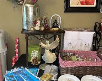 Ornaments, Metal Angel Candle Holder, Mercury Style Glass