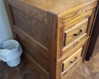 Two drawer oak file cabinet vintage