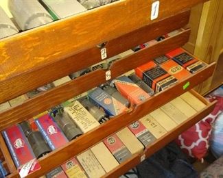 Another shot of the salesman display case for radio tubes and TV tubes.