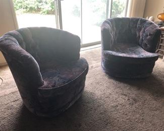 70's 2 multi color arm chairs