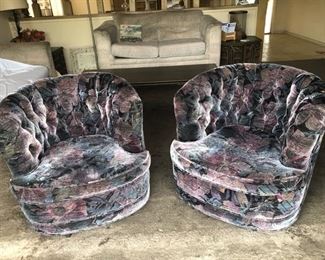 70's 2 multi color arm chairs