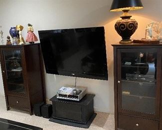 55” SANYO TV/ TWO MEDIA CABINETS 