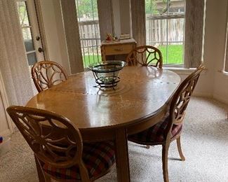 DINETTE SET WITH 4 ROUND OPEN WORK BACK CHAIRS