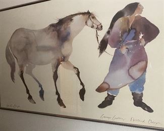 CAROL GRIGG LARGE SIGNED PRINT /SHE WALKS WITH THE HORSE/ 
57” x 36”