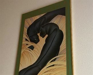 DAVIS BLUE ARTWORK / PAIR OF BLACK PANTHERS POSTER/MAJOR FELETEN