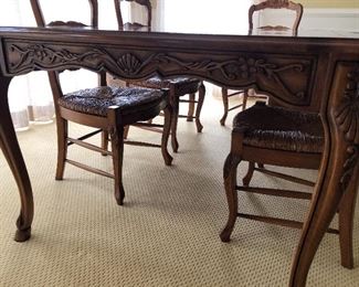 Another view of the dining table - detail carvings - $1900 for table and 6 chairs - NOW ONLY $950 FOR THE SET