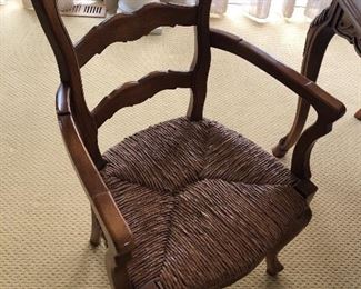 Dining Armchair with rush seat:  (22"W x 19" D x 38"H) - 2 available