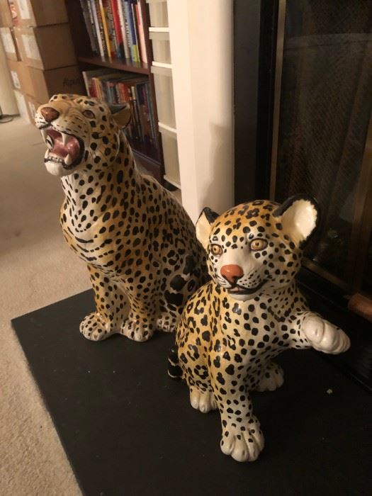 Vintage Hollywood Regency Leopard / Cheetah Figures
