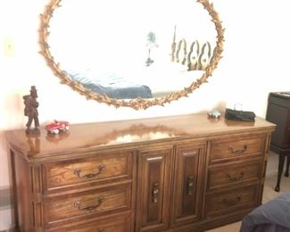 Dresser, Large Ornate Oval Mirror