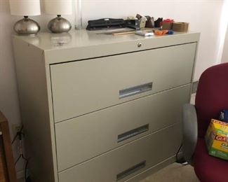 Lateral File Cabinet (w/ Keys), Lamps
