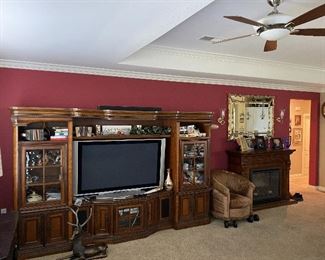 Large 3 piece Entertainment TV Center with Glass Doors, pull outs for DVD, Book shelves and more