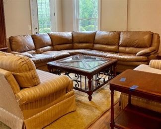 100 % genuine leather sectional/ sleeper 