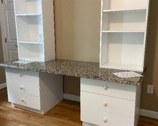Granite and built in shelving 