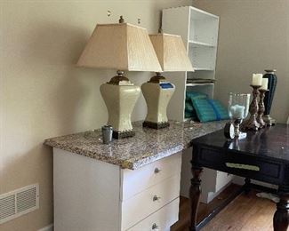 Granite And built in shelving 