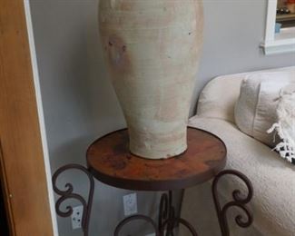 White decorative pottery vase and modern decorative side table