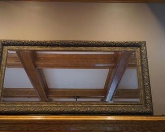 Long floor length gold trimmed framed mirror    67.5" x 33.5"