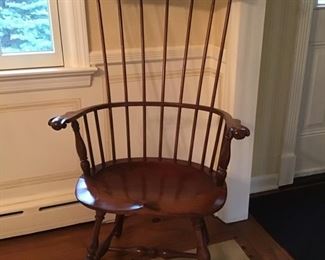 Fan back Windsor chair with arms, by D.R. DIMES.