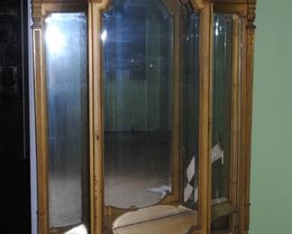 Gilt Mirrored Curved Glass Display Cabinet