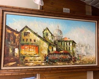 Large painting of a Parisian scene bought in Paris