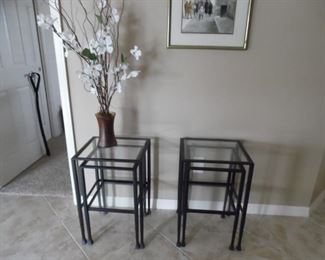 Contemporary Metal & Glass Nesting Tables. 2 sets