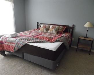 King Size Headboard, Newer Mattress & Base