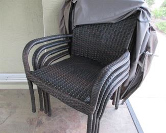Resin Wicker Stacking Chairs with Cover