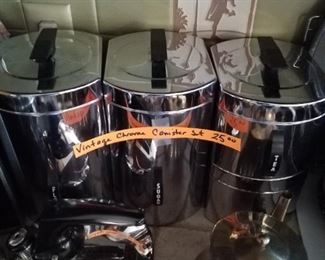 Vintage chrome canisters