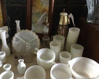 Vintage Milk Glass. Modern Florist Shop Bud Vases
